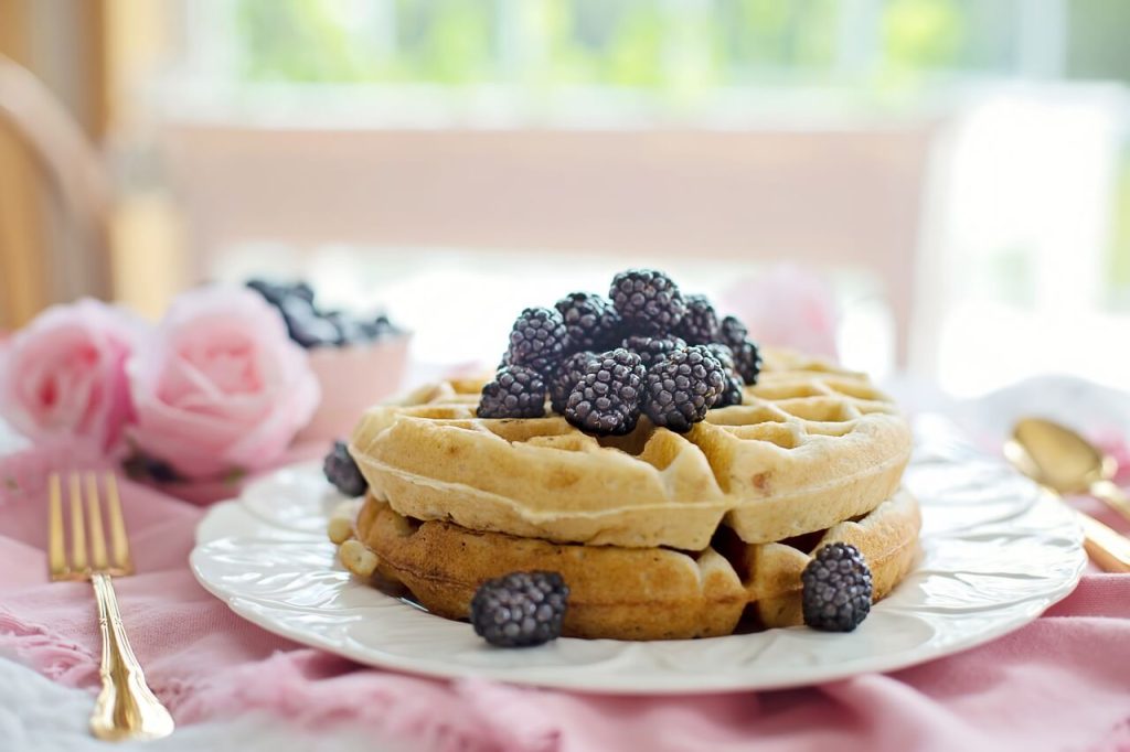 waffles with blackberries
